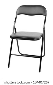 Black Folding Chair Isolated On White Background.