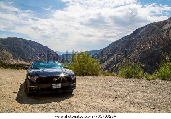 Black Ford Mustang GT\
5.0 travelling through Yosemite National Park in California, USA.\
August 10, 2017