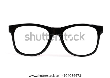  black frame glasses isolated on white background