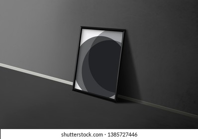 Black Frame Mockup On A Wall