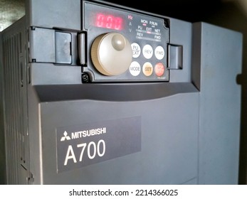 Black Frequency Inverter,with Control Panel In Electrical Cabinet Of Automation Control System On Industrial Plant. KRYVYI RIH, UKRAINE - SEPTEMBER, 2022