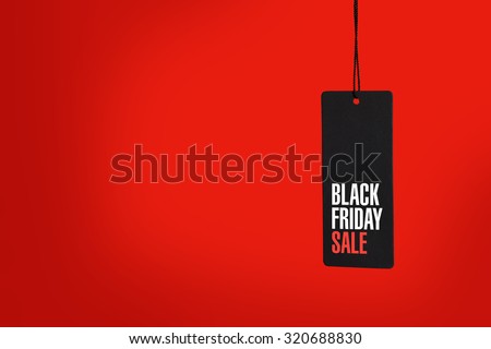 Black friday. Sale tag on the red background