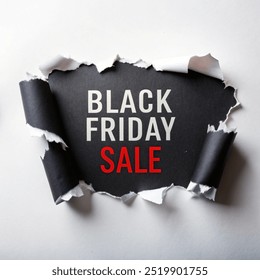 Black friday sale text at ripped paper white background, black friday sale discount - Powered by Shutterstock