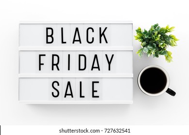 Black Friday Sale Word On Lightbox On White Table