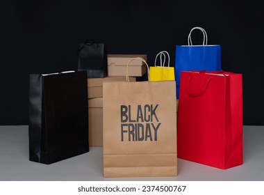 black friday shopping bag isolated with black and red colors  and with mock up space for writing - Powered by Shutterstock