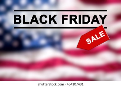 Black Friday text on blurred USA Flag. - Powered by Shutterstock