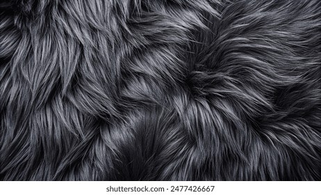 Black Fur Animal Texture Background Wool Creative Concept Design Copy Space Nature Art Banner Flyer Poster Close Up Illustration Modern 