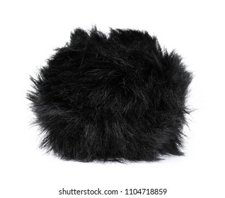 Black Fur Ball Isolated On White Background