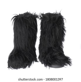 Black Fur Boots Isolated On White Stock Photo 1808001397 | Shutterstock