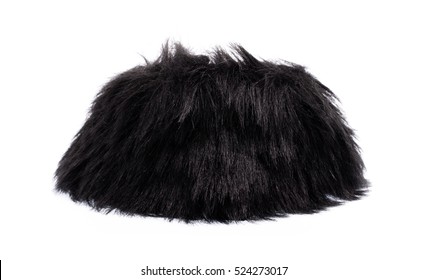 Black Fur Scarf Isolated On White Background