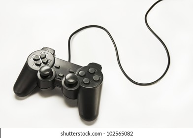 black game controller isolated on white background