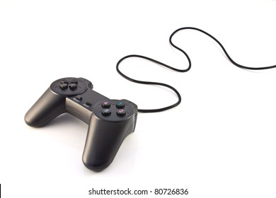 Black Game Controller Isolated On White Background