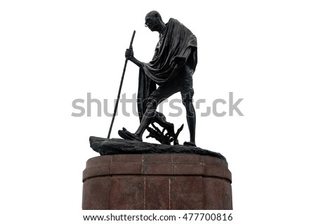 black Gandhi statue isolated on white background