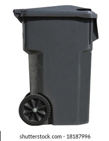 Black Garbage Can Isolated On White Background