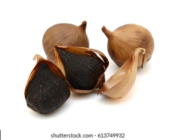 Black Garlic (Allium sativum) isolated on white background