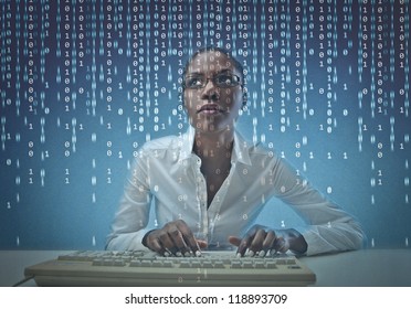 Black Girl Coding On The Computer