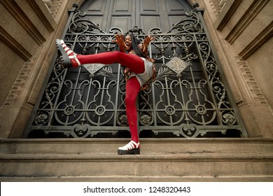 Black Girl Magic Afro Punk Fashion Shoot In A Huge Gateway. Powerful Ethnic Beauty And Style  