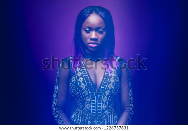 Black Girl Girl Neon Light Afro Stock Photo Edit Now 1226737831