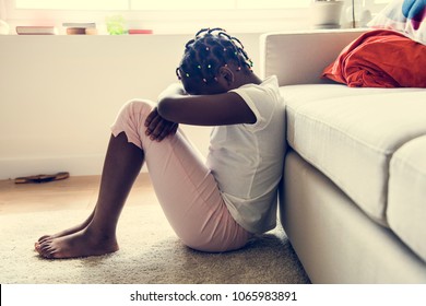 Black girl with sadness emotion