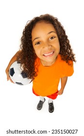 Black Girl With Soccer Ball View From Above