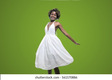 Black girl in a white dress
