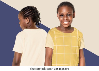 Black girl's casual in yellow t shirt