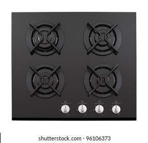 Black Glass Gas Hob Isolated On White