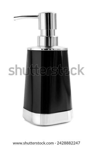 Black glass soap dispenser isolated on white background