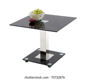 Black Glass Top Coffee Table - Isolated