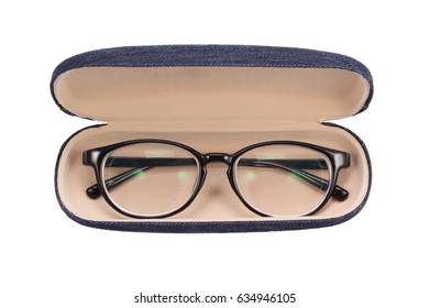 black glasses in spectacle case