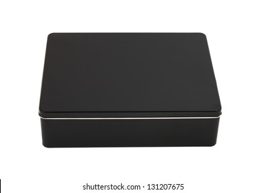 Black Glossy Metal Box Isolated On White Background