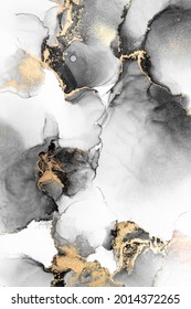 Abstrakter schwarzer goldfarbener Hintergrund von Marmor-Flüssig-Tinte auf Papier . Bild der Originalkunst Aquarellfarben Alkoholfarbe Farbe auf hochwertigem Papier Textur .