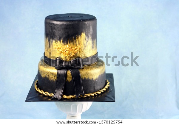 Black Gold Theme Cake Food And Drink Stock Image