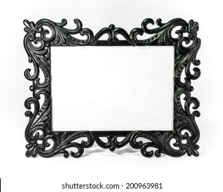 Black Gothic Style Of Picture Frame On White Scene,shallow Focus