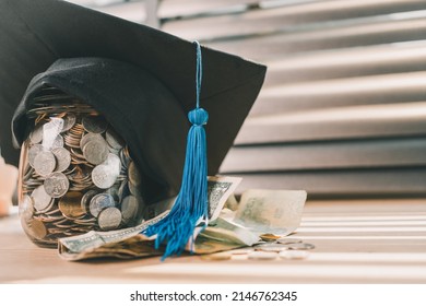 Black Graduation Cap And Silver Coin Jar Invest In Education Graduation Save Money For Education