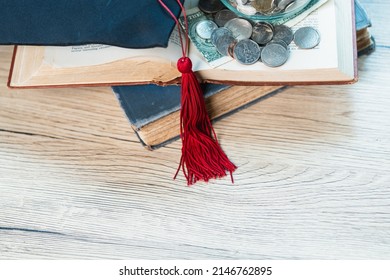 Black Graduation Cap And Silver Coin Jar Invest In Education Graduation Save Money For Education