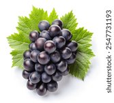 black grape dark blue grape isolated on white background. With clipping path