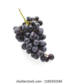 Black Grapes Isolated On White Background, Top View.