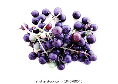 Black Grapes On White Background