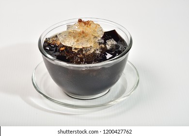 Black Grass Jelly With Ice Sweet Delicious Dessert