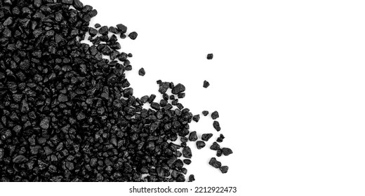 black gravel stone on isolated  white background. black pebbles with copy space. Gray small rocks ground texture. black small road stone background. - Powered by Shutterstock