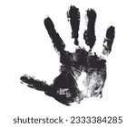 black gray hand print isolated on white background human palm and fingers