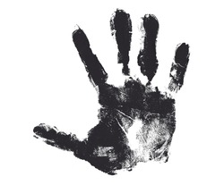 Black Gray Hand Print Isolated On White Background Human Palm And Fingers