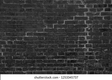 Black grey old dirty  Dark  Brick Wall Concrete  Cement   horizontal, architecture , construction for high Quality  artwork design rough  surface  wallpaper background texture