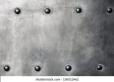 Black Grunge Metal Plate Or Armour Texture With Rivets As Background