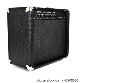 Black Guitar Amplifier Isolated On White