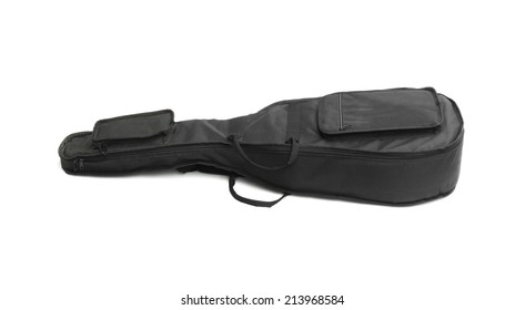 Black Guitar Carry Bag Lying On White Background - Shutterstock ID 213968584