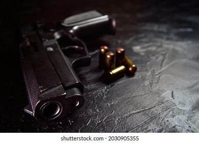 Black Gun Bullets On Table Firearms Stock Photo 2030905355 | Shutterstock