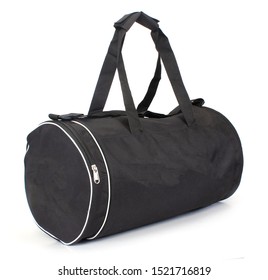 black gym duffel bag isolated on white background