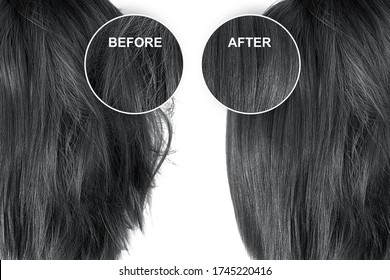 Black Hair Before After Treatment Straightening Stock Photo 1745220416 ...